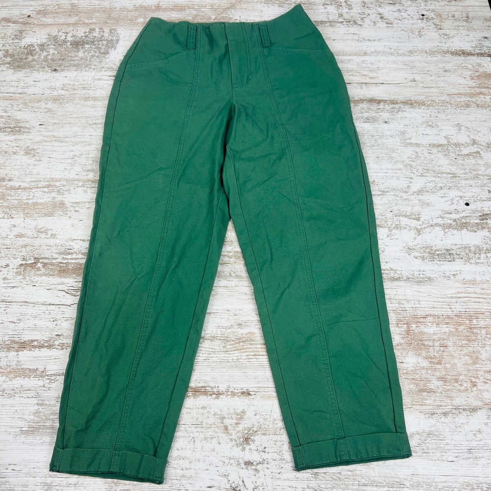 A New Day Womens 6 Green High Rise Straight Leg Ankle Pants Cotton Stretch